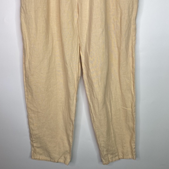 Flax Linen Stretch Waist Tan Pants Size Medium - Picture 3 of 12